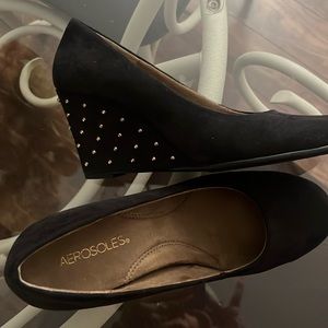 Black suade heels